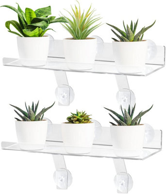 2 Pcs Plant Window Shelf, Window Plant Shelves with Bracket,Transparent ...