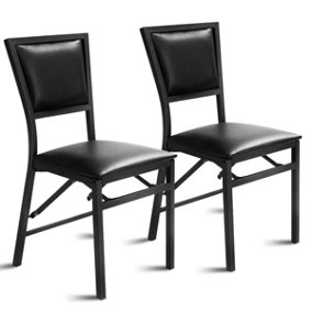 2 PCS PU Upholstered Steel Folding Chair