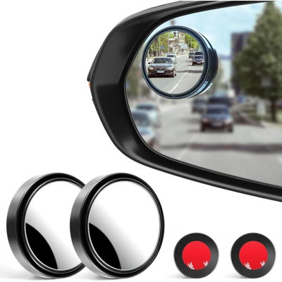 2 Specchi Convessi Per Punto Cieco Auto, Rotondi In Vetro HD, Argentati, Montaggio Adesivo - Foto 1