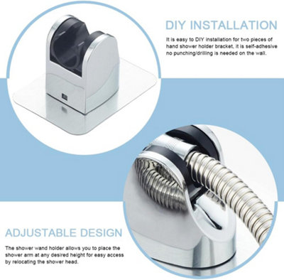 sourcing map Shower Head Holder, Zinc Alloy Handheld Bidet Sprayer Holder Shower Wand Holder Toilet Sprayer Base Support Showerhead Clips with Screws