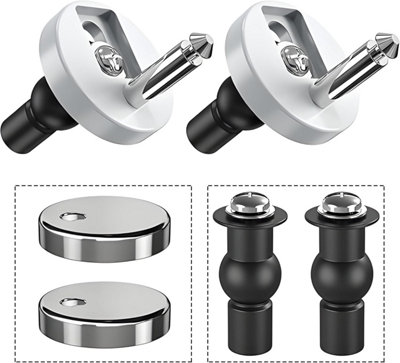 2 Stück Quick Release WC-Sitz-Scharniere – Universell, Obermontage, Für Blinde Löcher, Aus Gummi & Metall