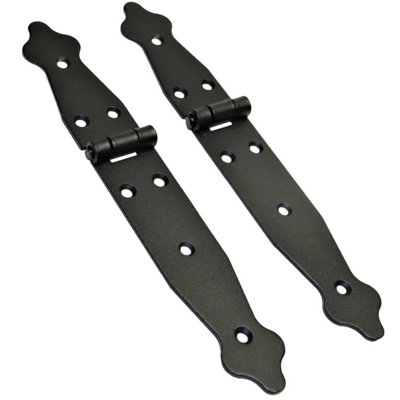 2 Pcs x 100+150 mm Backflap Hinge Black, Steel Back Flap Hinges, Weather Resistant, Rust Proof Powder Coating, Strap Hinges