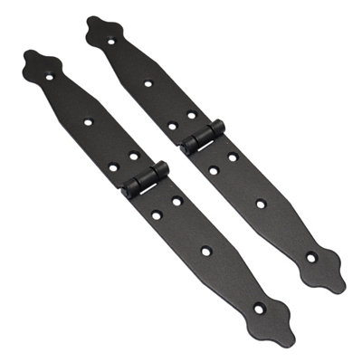 2 Pcs x 150+150 mm Backflap Hinge Black, Steel Back Flap Hinges, Weather Resistant, Rust Proof Powder Coating, Strap Hinges