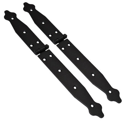 2 Pcs x 150+200 mm Backflap Hinge Black, Steel Back Flap Hinges, Weather Resistant, Rust Proof Powder Coating, Strap Hinges