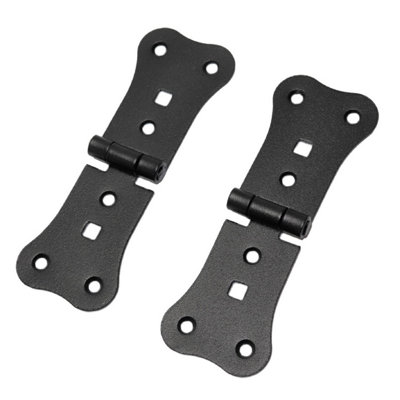 2 Pcs x 70+70 mm Backflap Hinge Black, Retro Steel Back Flap Hinges, Weather Resistant, Rust Proof Powder Coating, Strap Hinges