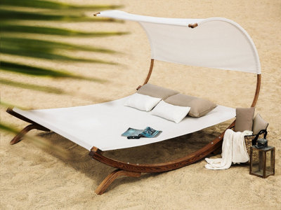 2-Person Garden Sun Lounger Off-White TERAMO