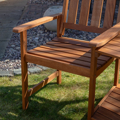 2 Person Wooden Garden Bench Love Seat & Table Garden Furniture - 3