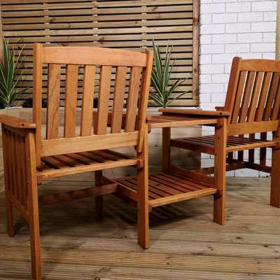 2 person outlet wooden bench