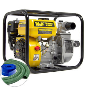 2" Petrol Water Pump Wolf 6.5 HP, Self-Priming with 5m & 10m Hoses