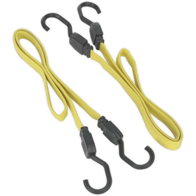 2 Piece 610mm Bungee Cord Set - Nylon Coated Steel Hooks - 1350mm Stretch