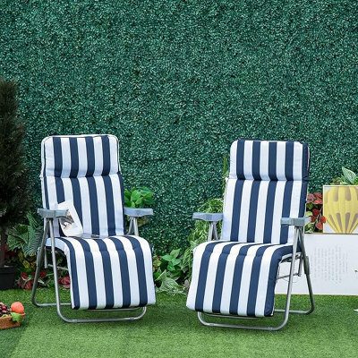 2 Piece Blue Folding Sun Loungers Set / Stylish Comfort for Outdoor Relaxation