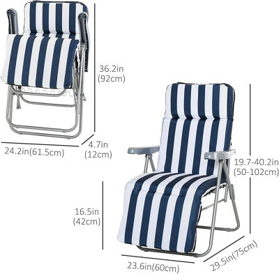 2 Piece Blue Folding Sun Loungers Set / Stylish Comfort for Outdoor Relaxation - 3