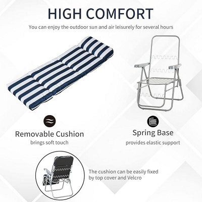 2 Piece Blue Folding Sun Loungers Set / Stylish Comfort for Outdoor Relaxation - 4