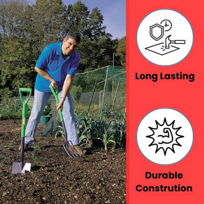 2 Piece Carbon Steel Fork and Spade Digging Set for Garden and Lawn Versatile Tools for Gardeners - 4
