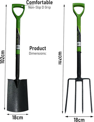 2 Piece Fork Spade Set, Garden Tools For Gardening