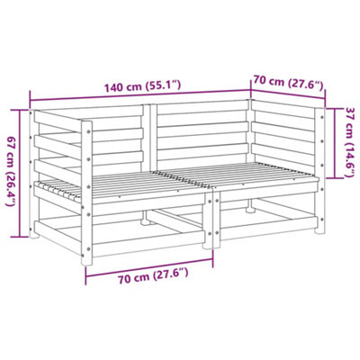 2 Piece Garden Sofa Set Solid Wood Pine - 7