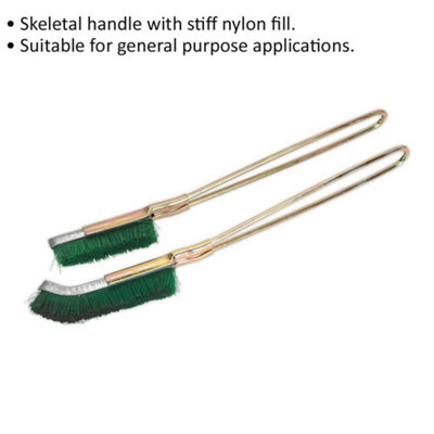 2 Piece Nylon Brush Set - Skeletal Handle - Stiff Nylon Fill - Straight & Curved