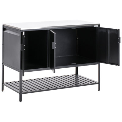 2 Piece Outdoor Kitchen Set with Bar Table MAENZA Metal Black