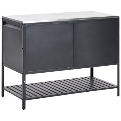 2 Piece Outdoor Kitchen Set with Bar Table MAENZA Metal Black