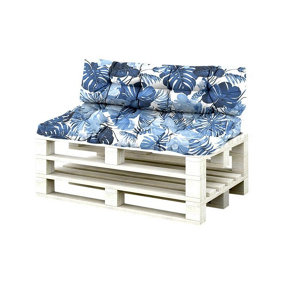 2 Piece Pallet Cushion Set Blue/White