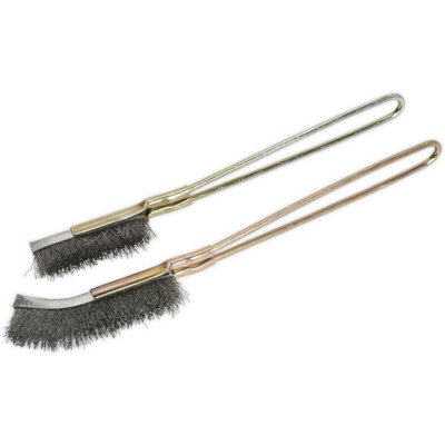 2 Piece Wire Brush Set with Skeletal Handle for Versatile Cleaning