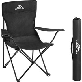 2 Pieces Camping Chair Lightweight Folding Portable - Black
