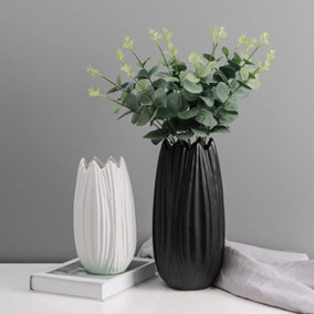 2 Pieces Flowers Vases Black White Pottery Large Tall Ceramic Modern Vases