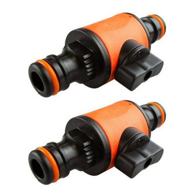 2 pieces of 1/2" Garden Hose Pipe In line Tap Shut Off Valve Fitting Connector