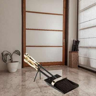 2 Pieces Premium Hearth Fireplace Indoor Outdoor Shovel & Brush Steel Finish Loop Design Handles Fireside Tidy Set Black FIRE98 - 3