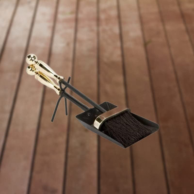 2 Pieces Premium Hearth Fireplace Indoor Outdoor Shovel & Brush Steel Finish Loop Design Handles Fireside Tidy Set Black FIRE98 - 4