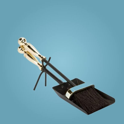 2 Pieces Premium Hearth Fireplace Indoor Outdoor Shovel & Brush Steel Finish Loop Design Handles Fireside Tidy Set Black FIRE98 - 5
