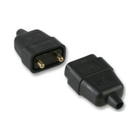 2 Pin In-Line Rubberised Class 2 Power Connector, 10A Black