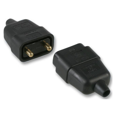 2 Pin In-Line Rubberised Class 2 Power Connector, 10A Black