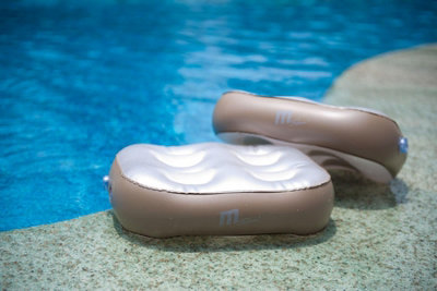 2 Polyurethane Light Grey Head Rest Pillows and Drink Cup Holder Spa Accessories for Spa Hot Tubs - 4