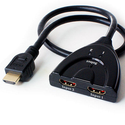 2 Port Way HDMI Switch Box & Cable Automatic Full HD Switcher Input Selector