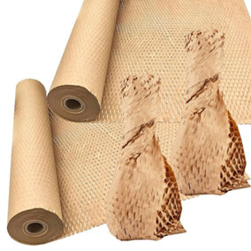 2 Rolls (100m) Brown Honeycomb 400m Wrapping Paper Rolls For Packing/Moving Hive Cushioning Wrap