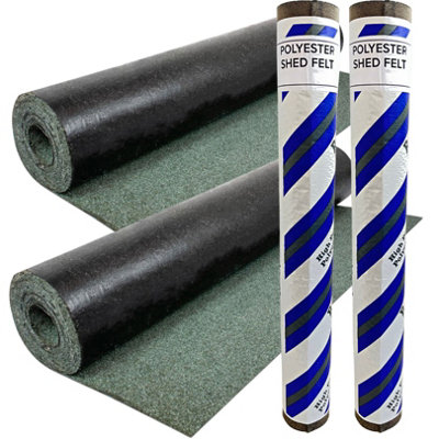 2 Rolls Heavy-Duty Green Polyester Shed Roofing Felt (5m x 1m) - With 13mm Pack of 50 Galvanized Nails - 25-Year Life Expectancy