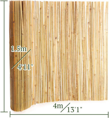 2 rolls of 4m x 1.5m Bamboo Split Slat Fencing Screening Rolls for Garden Outdoor Privacy