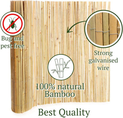 2 rolls of 4m x 1.5m Bamboo Split Slat Fencing Screening Rolls for Garden Outdoor Privacy - 3