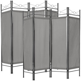 2 room divider screen 180x160x2.5cm can be setup with 2, 3 or 4 pieces, 1 element (HxWxD): approx. 180 x 39 x 2.5 cm - grey