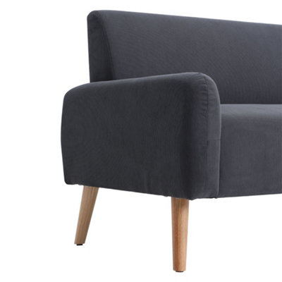 2 Seat Corduroy Sofa Double Sofa For Living Room Bedroom Grey