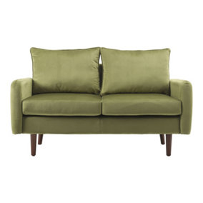 2 Seat Green Velvet Upholstered Sofa Double Sofa for Living Room