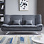 2 Seat Grey Fabric Sofa Bed Loveseat Couch Shell Shaped Recliner Sleeper with 2 Pillows