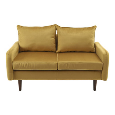 2-Seat Velvet Upholstered Sofa Double Sofa for Living Room, Flaxen