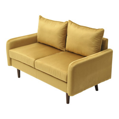 2-Seat Velvet Upholstered Sofa Double Sofa for Living Room, Flaxen