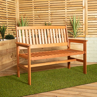 2 Seater 120cm Wide Traditional Hardwood Garden Patio Bench