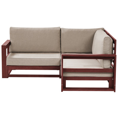 2 Seater Acacia Wood Garden Corner Sofa Mahogany Brown TIMOR II