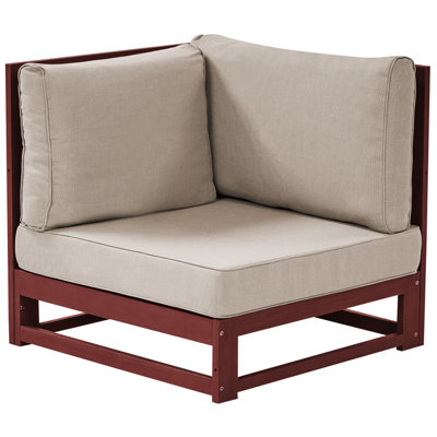 2 Seater Acacia Wood Garden Corner Sofa Mahogany Brown TIMOR II - 5
