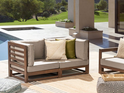 2 Seater Acacia Wood Garden Sofa Dark TRANI