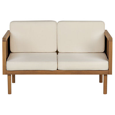 2 Seater Acacia Wood Garden Sofa Light BARATTI